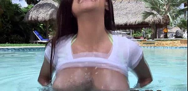  Hot muslim babe Sunny Leone with massive tits fucked at pool